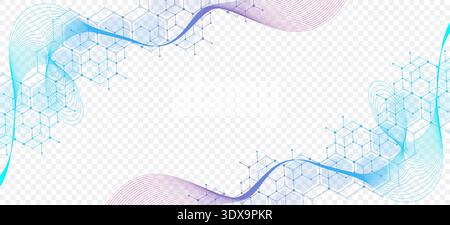 Health care abstract background with hexagons, lines and dots. Medical innovation banner template concept. Biology and pharmaceutical technology Stock Vector