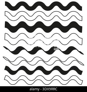 Professional curved wave lines. Detailed abstract liquid strokes. Flowing Vector patterns. Professional artistic flowing element. EPS 10. Stock Vector
