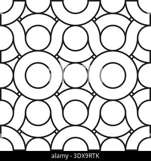 Sophisticated linear pattern. Circular meshworks Vector. Monochromatic interlocking textures. Symmetrical rounded structure. EPS 10. Stock Vector