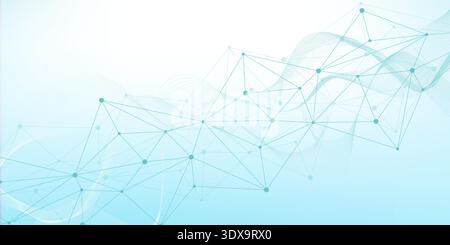 Geometric abstract background with connected line and dots. Structure molecule and communication. Big Data Visualization. Medical, technology, science Stock Vector