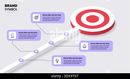 Infographic template with icons and 4 options or steps. Isometric dartboard. Can be used for workflow layout, diagram, banner, webdesign. Vector illus Stock Vector
