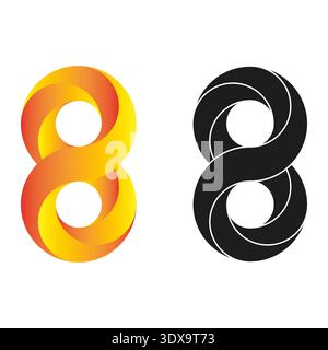 Professional colorful infinity symbols. Number eight 8 symbols. Professional Vector icons. Intertwined circular shapes. EPS 10. Stock Vector