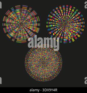 Magnificent radial illustration. Symmetrical mandala Vector. Extraordinary circular elements. Exceptional black background. EPS 10. Stock Vector