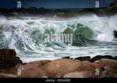 Big Waves Crashing In Carmel-by-the-Sea Stock Photo