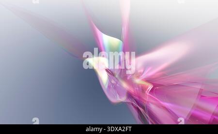 Abstract pink digital fractal light flowing background Stock Photo