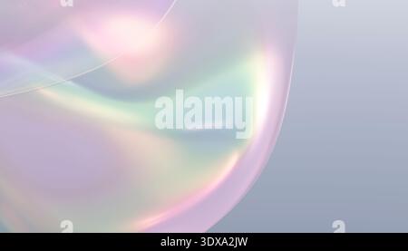 Iridescent abstract flowing pastel holographic background Stock Photo