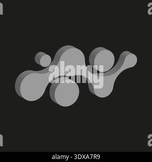 3D blob icon. Grey fluid vector. Liquid metal shape. Abstract art model. EPS 10. Stock Vector