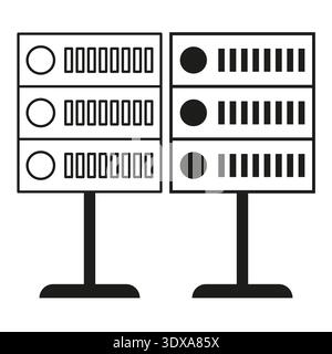 Server cluster icons. Data center vector. Hosting rack symbol. Network hardware. EPS 10. Stock Vector