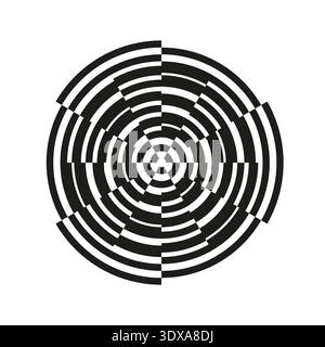 Round target icon. Concentric circle vector. Segment ring shape. Optical wheel art. EPS 10. Stock Vector