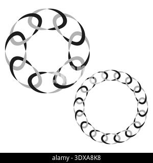 Chain circle icons. Linked ring vector. Connection shape art. Round bond symbol. EPS 10. Stock Vector