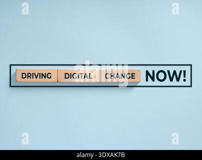 Digital change progress bar, symbolizing rapid business innovation in the digital age, digitalization and future growth Stock Photo