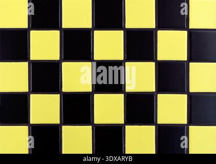 Yellow ceramic tile background. Old vintage ceramic tiles in yellow to decorate the kitchen or bathroom . High quality photo Stock Photo