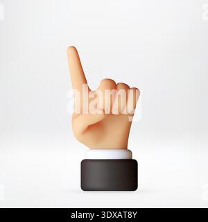 3D Human hand with index finger pointing up Stock Vector