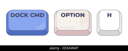 Dock CMD Option H computer keyboard shortcut Stock Vector
