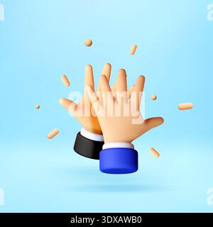 3D Human hands giving high five with confetti Stock Vector