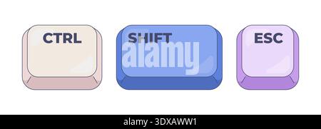 Ctrl Shift Esc computer keyboard shortcut Stock Vector