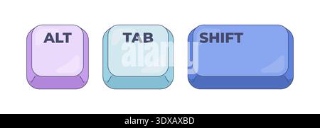 Alt Tab Shift computer keyboard shortcut Stock Vector
