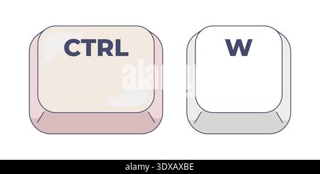 Ctrl W letter computer keyboard shortcut Stock Vector