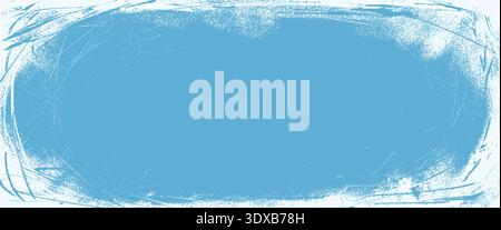 Ice overlay border. Snow and grunge texture effect with scratch worn frame. Background rink edge and oval rough water with border paper. Backdrop icy Stock Vector