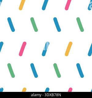 Rain childish scrawl colorful seamless pattern. Multi colors small lines sprinkles background. Simple kids confetti repeated wallpaper. Short line das Stock Vector
