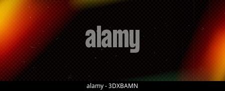 Film light leaks warm red orange texture. Distressed photo yellow burn effect. Movie filter diagonal overlay frame. Blur bright gradient. Disco party Stock Vector