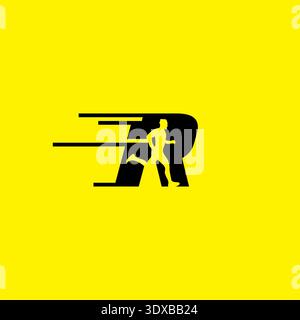 Letter R People Running Logo Design. Run Logo Vector Stock Vector