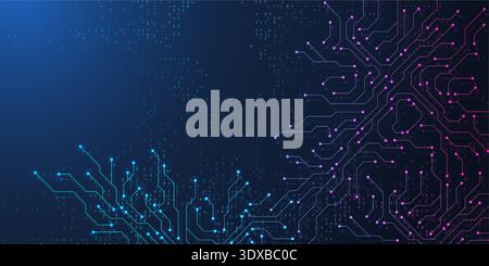 Circuit board digital abstract background. Motherboard technology texture design. AI semiconductor and computer processor on tech bg. Vector Stock Vector