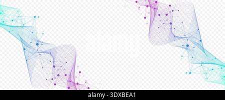 Abstract tech network connection dots. Digital background and big data technology. Blue background with plexus lines effect. Geometric background with Stock Vector