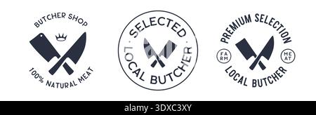 Premium butcher shop and meat label collection for retail branding Stock Vector