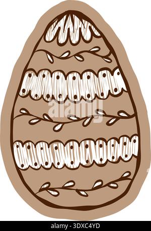 Creative paper craft Easter egg with floral ornament and brush texture Stock Vector