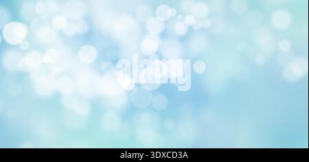 Blur bokeh blue background, abstract glitter particles with defocus effect. Soft blur background with glowing defocused glare and gentle illumination Stock Vector