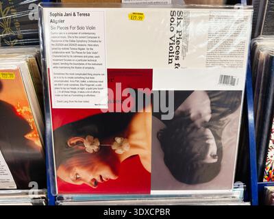 Manchester, UK - February 22, 2026: Album cover photographed on a record store shelf showing Sophia Jani and Teresa Allgaier Six Pieces For Solo Violi Stock Photo