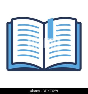Open book with pages turned showing text  Stock Vector