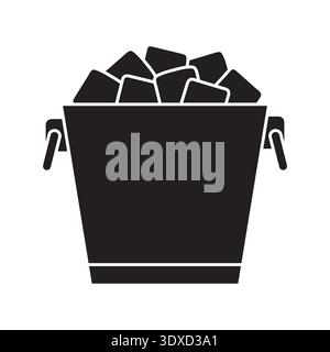 bucket filled with ice cubes icon, suitable for bar, beverage, cooling, restaurant, hospitality, or summer-related projects- vector illustration Stock Vector