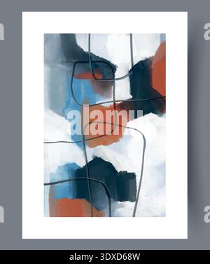 Vivid Watercolor Blocks With Lines. Dynamic Vertical Artwork Featuring Vibrant Colors And Soft Edges Stock Vector