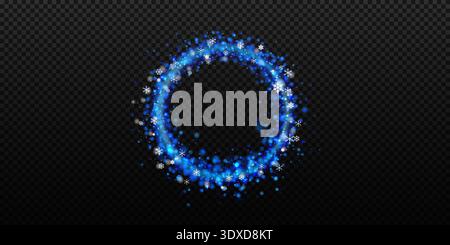 Blue light sparkle with glitter blur for snowy effect and bokeh sphere overlay. Stock Vector