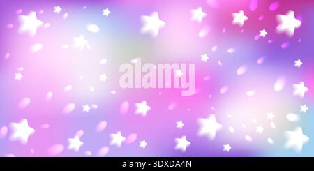 Cool and magic vector soft purple background with dreamy fantasy stars. Digital art with abstract vector luminous and ethereal fairytale airy essence. Stock Vector