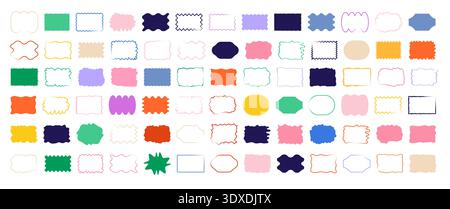 Set of colorful wavy speech bubbles. Vibrant chat forms and dialogue outlines for comic strips, messaging graphics and playful conversations. Multi hue bubble silhouettes vector illustration. Stock Vector