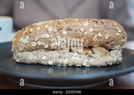 Fresh sandwich on a plate with healthy grains and filling Stock Photo