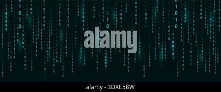 Glowing programming symbols. Futuristic abstract backdrop for cyber technology. Green binary Rain code matrix. Vector illustration Stock Vector