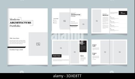 Modern Architecture Portfolio Brochure Template Layout 12 Pages A4 design Stock Vector