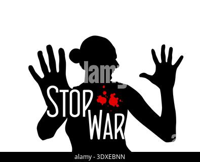 Stop War. Silhouette of a woman. Stop the war between Israel and Iran. Hand drawn. Not AI, vector illustration Stock Vector