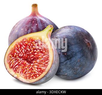 Fig fruits. Fresh organic fig isolated on white background. Fig with clipping path Stock Photo