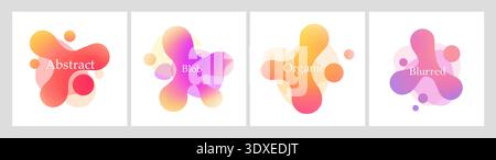 Set shape round gradient blob organic form. Abstract collection irregular blob. Liquid form deformed elements. flyer banner abstract design Stock Vector