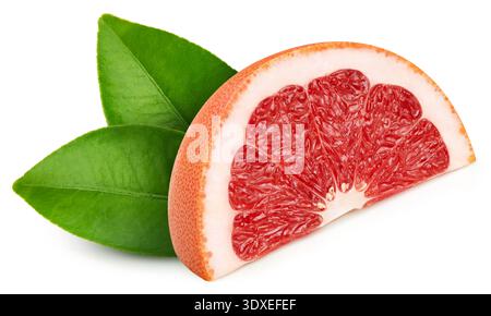 Grapefruit fruit with leaves isolate. Grapefruit on white. Grapefruit clipping path. Stock Photo