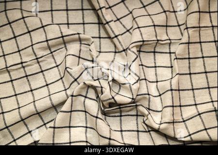 black and white background on fabric .Striped fabric of blazer, black and white striped .Abstract Geometric Pattern . Stock Photo