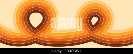 Groovy rainbow stripes in orange brown color. Stock Vector