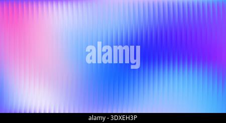 Abstract gradient background. Ribbed glass surface with flowing vertical lines and premium reflective texture effect. Pink and blue fractal corrugated Stock Vector