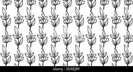 Minimal Leaf Seamless Pattern Botanical Plant Background for Textile Fabric and Wallpaper Stock Vector