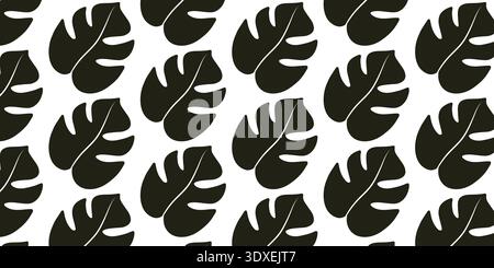 Tropical Monstera Leaf Seamless Pattern Background for Textile Fabric Wallpaper Packaging Design Stock Vector